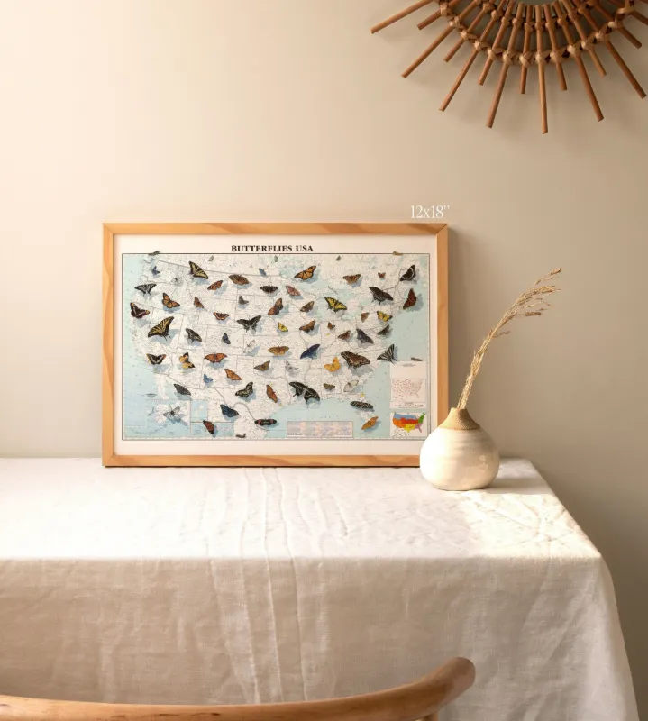 Butterflies of the United States Map Print