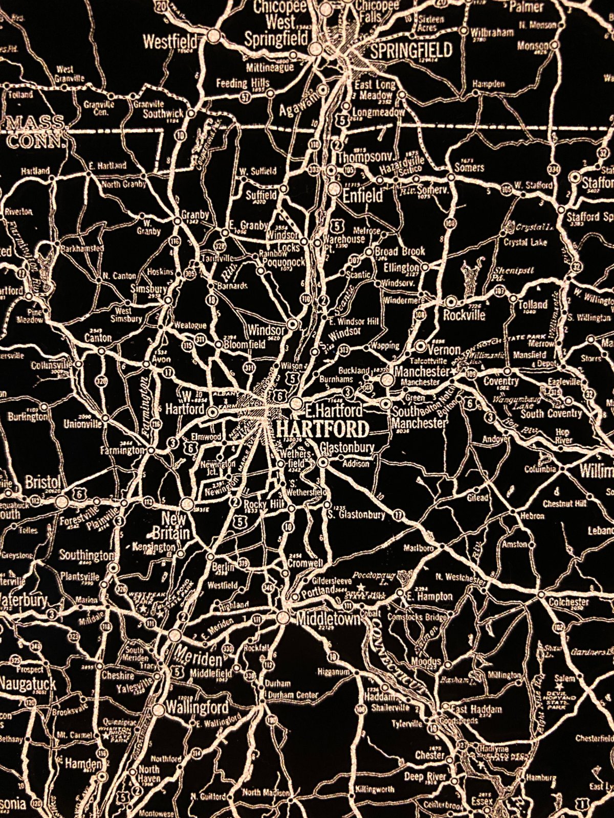 Backlit Map of Massachusetts, Connecticut & Rhode Island — photo 7