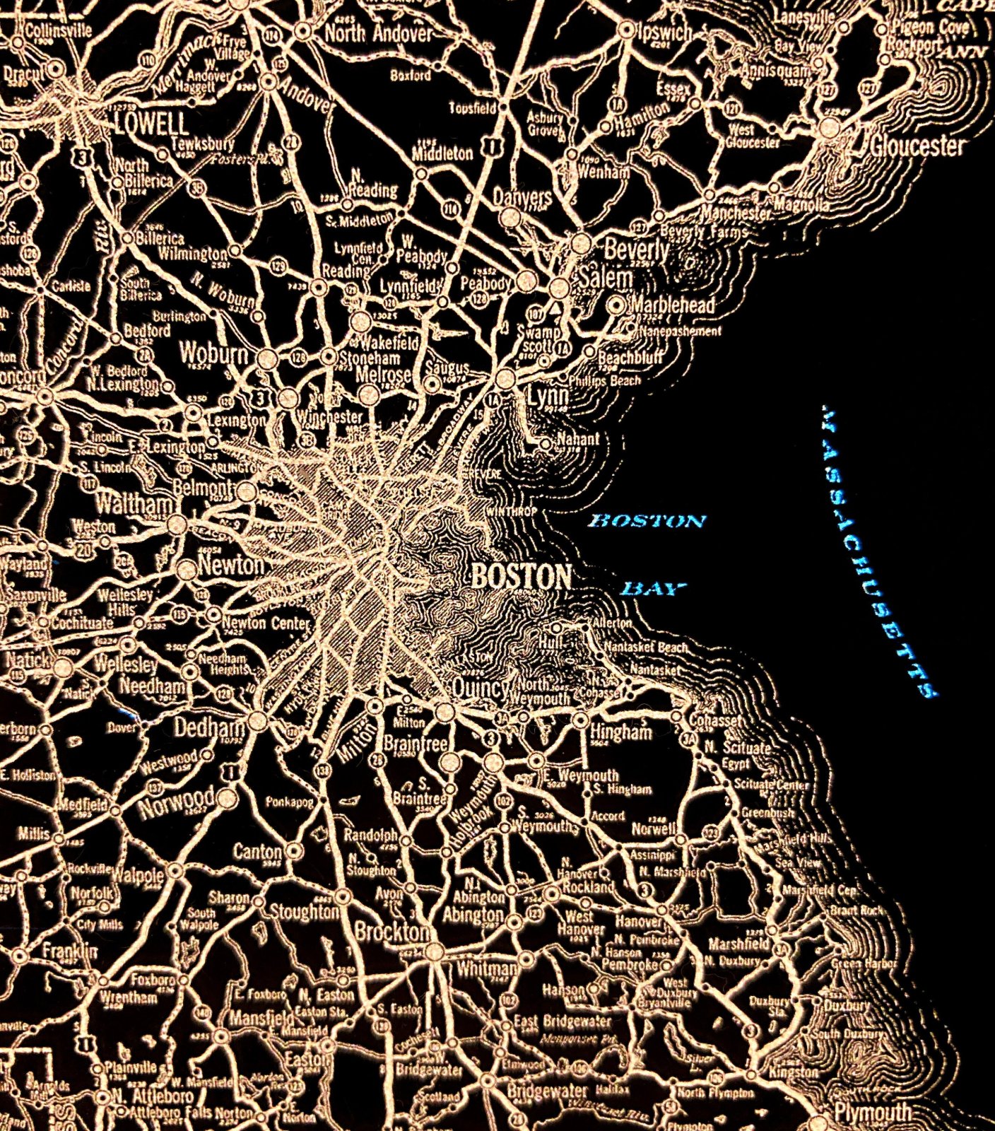 Backlit Map of Massachusetts, Connecticut & Rhode Island — photo 8